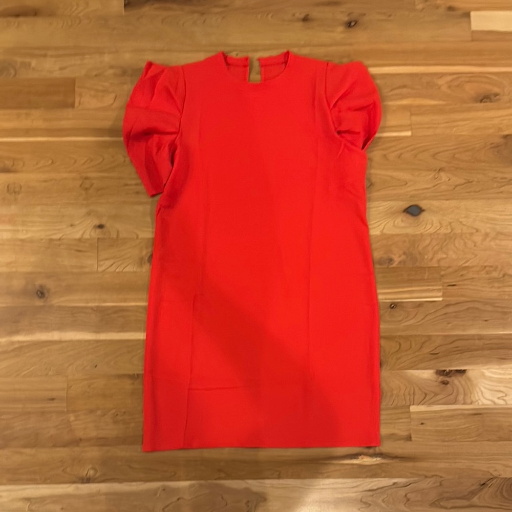 Vibrant Red Dress with Puff Sleeves (never worn)